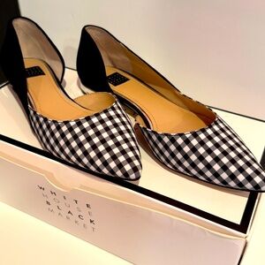 White House Black Market Women's Black and White Checkered Flats Size 6 NWT